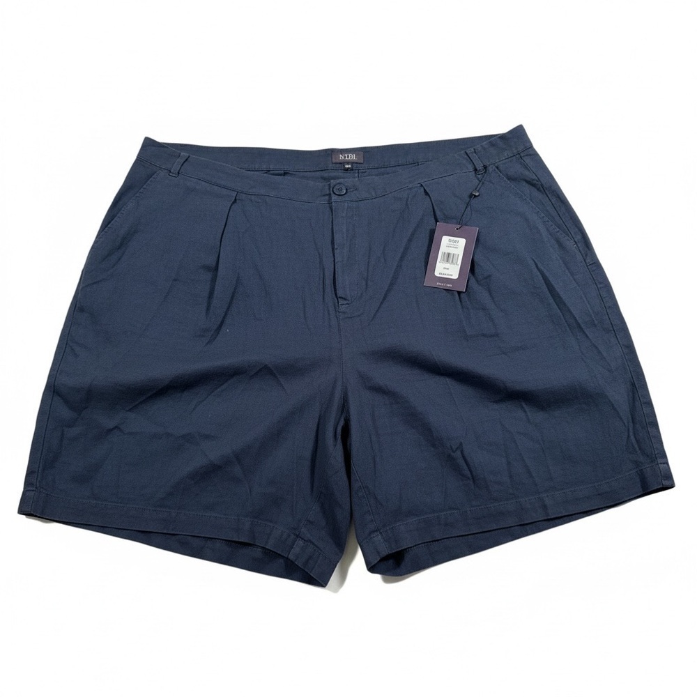 NYDJ Relaxed Linen Blend Shorts Oxford Navy